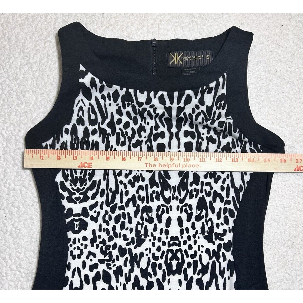 Kardashian Kollection Womens Dress Size S Black White Snow Leopard Print Bodycon - Picture 6 of 12